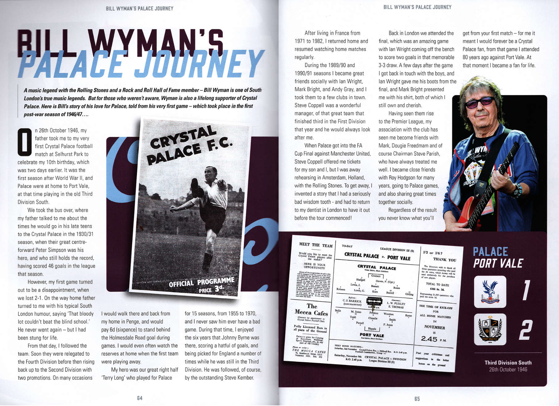Bill Wyman Crystal Palace FC Supporter Story